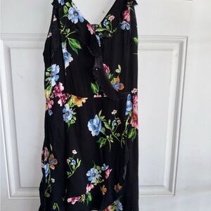 Floral Black Sleeveless Dress